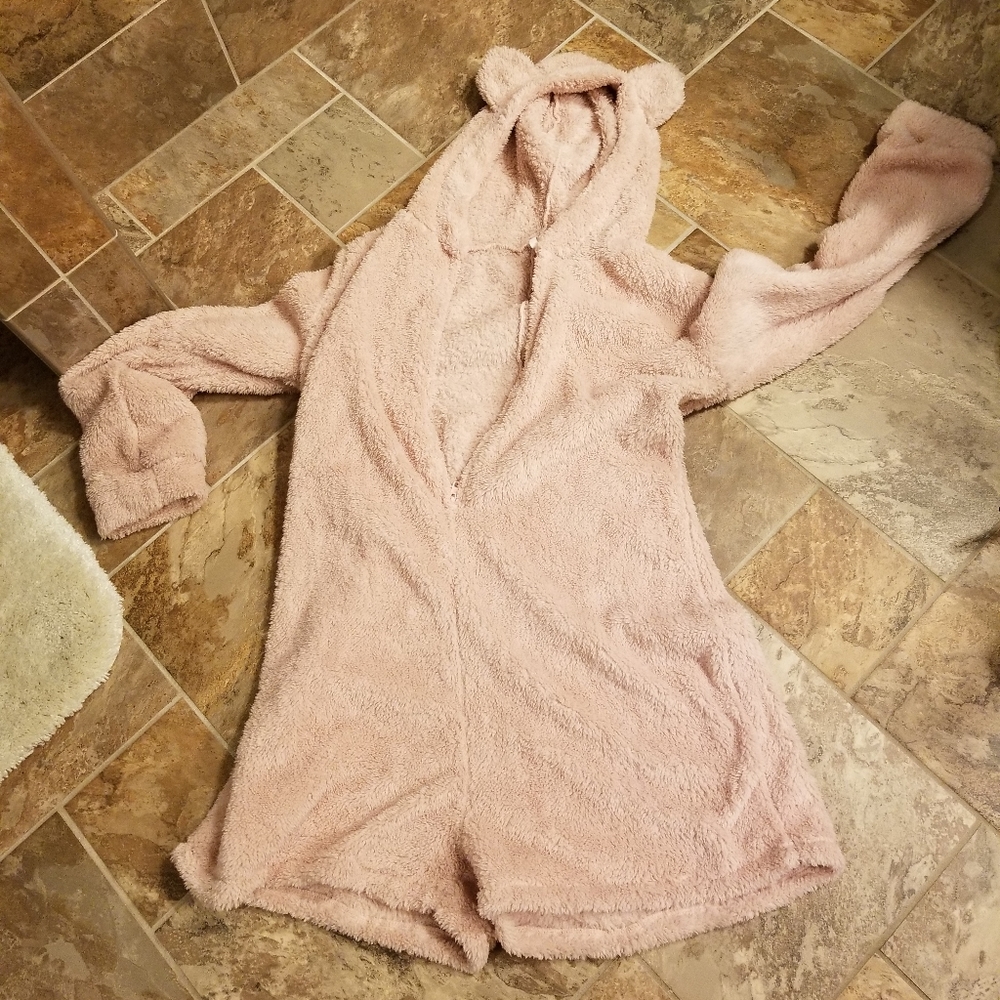 Fuzzy pink teddy one piece